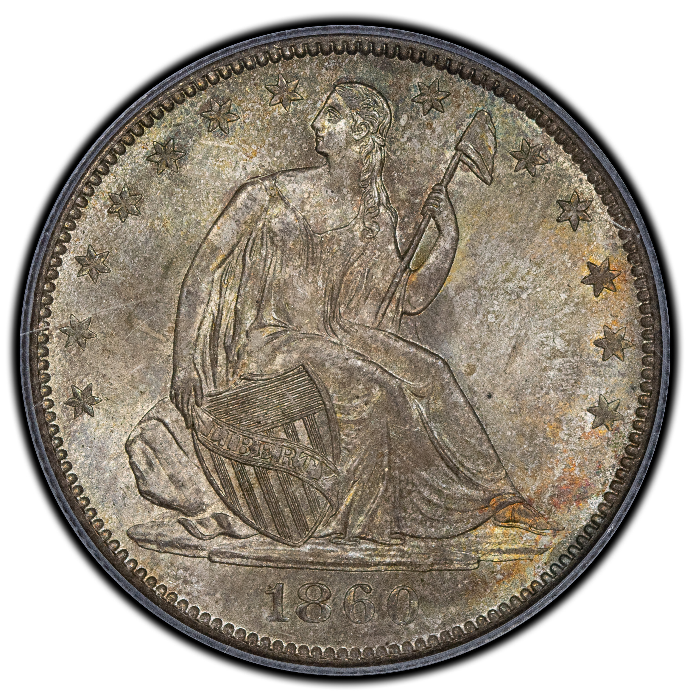 1860-O 50C Half Dollar Liberty Seated, No Motto PCGS MS66 (CAC